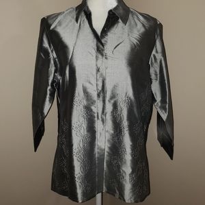 Preston and York Blouse 100% Silk SZ Medium EUC